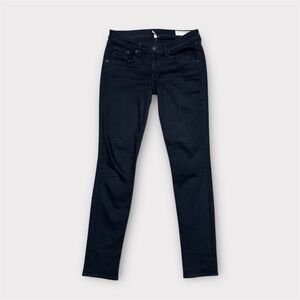 027 RAG & BONE Cate Ankle Low-Rise Skinny Jean, Coal Black, Sz 28